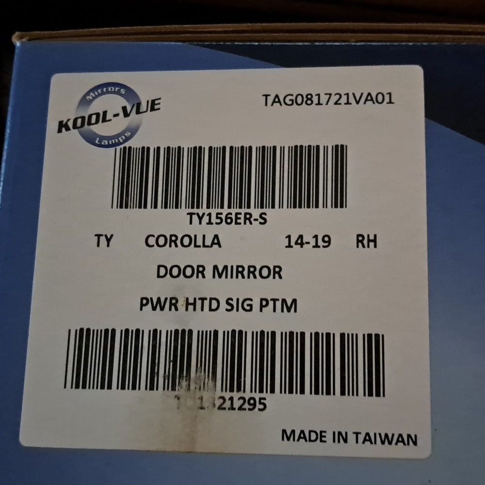 KOOL VUE right side Power Mirror for Toyota Carolla '14-'19 NEW IN BOX